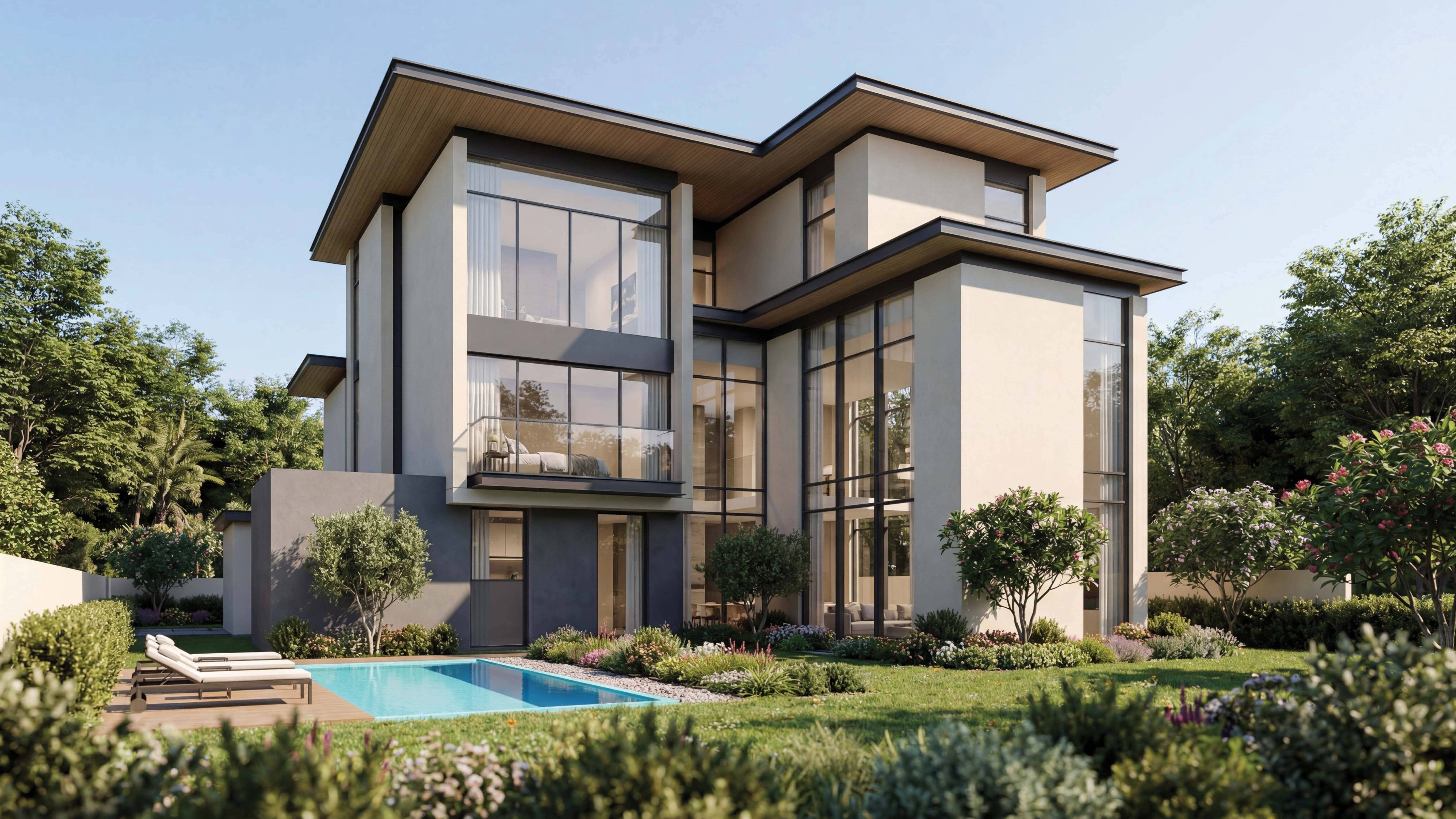 Private estate villa at The Orchard Sobha City with landscaped gardens, shaded walkways, and a calm, luxury residential environment.