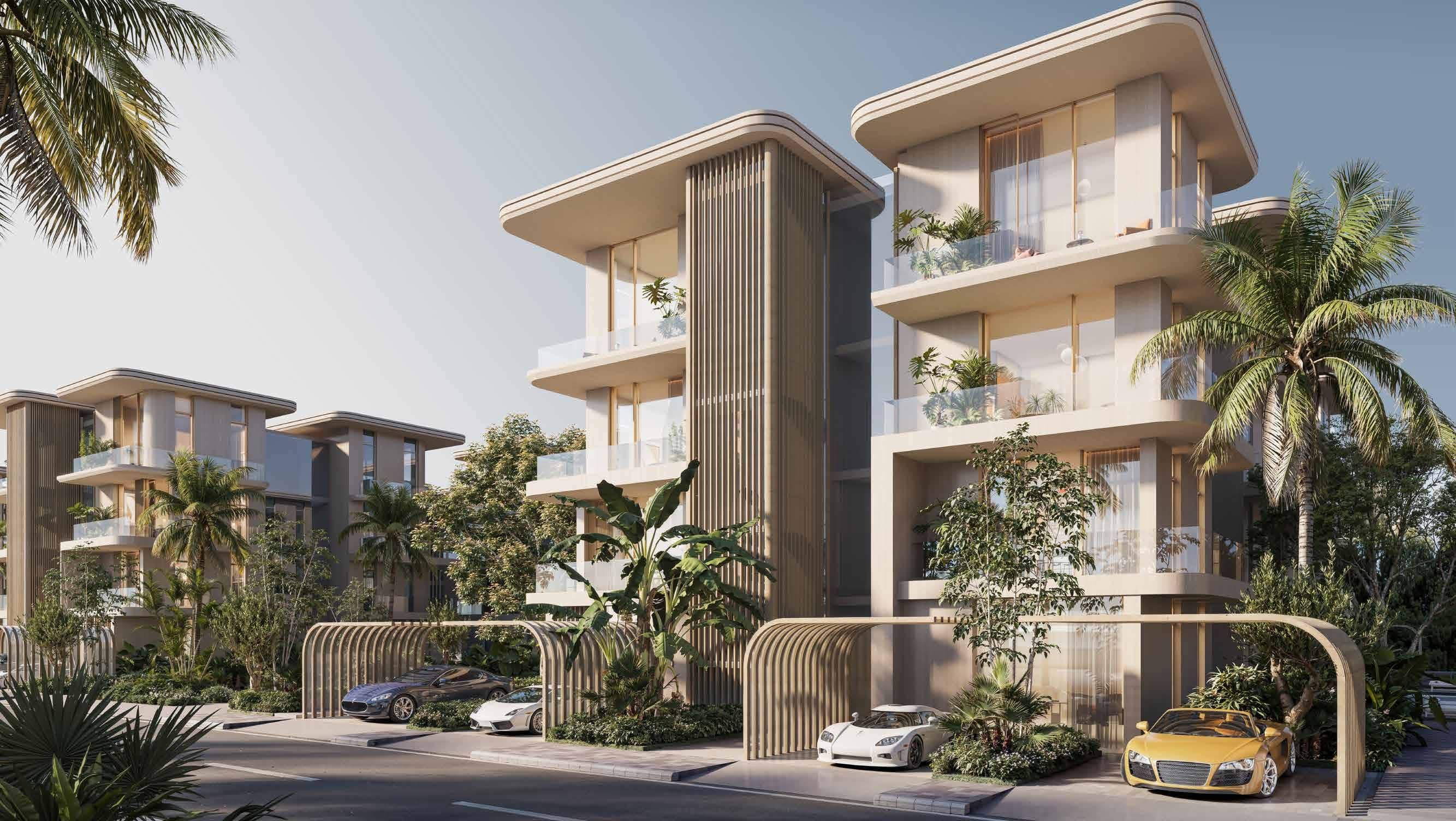 Facade detail of luxury townhouses at Manchester City Ohana Residences by Ohana highlighting bespoke materials and architectural textures